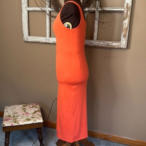 Second skin Dimitra square neck orange contour midi tank dress size medium form - Picture 3 of 9